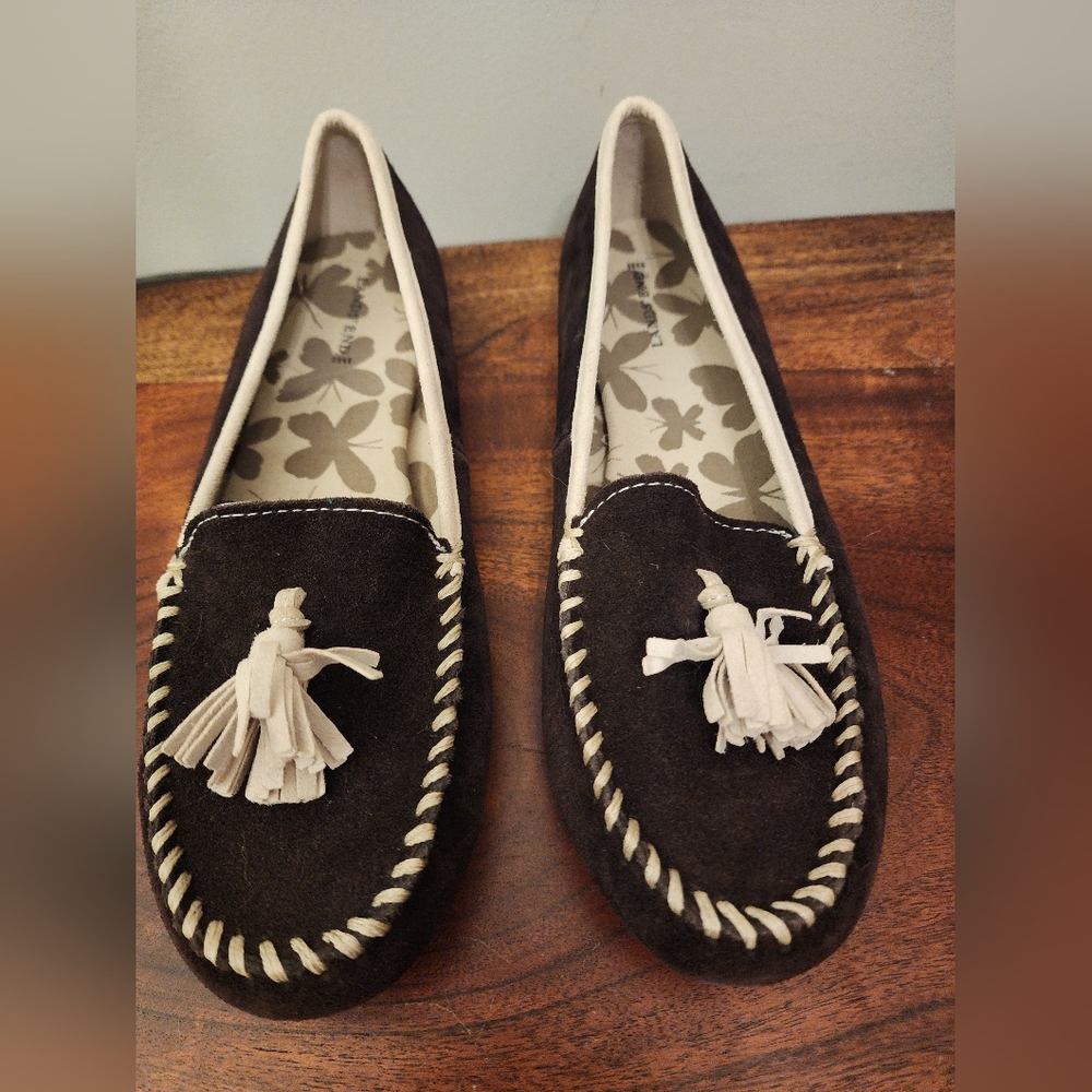 Land's end moccasins, size 7.5, dark brown